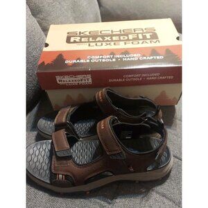 Skechers Relaxed fit with Luxe Foam Sandals Mens Size 13 Brown Black Summer ☀️